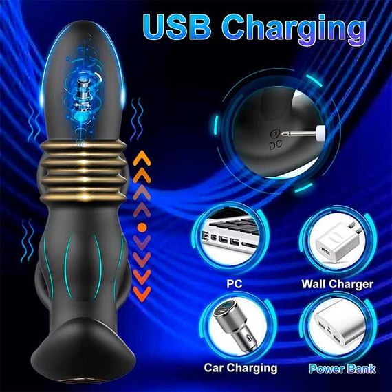 Смарт анальный вибратор, массажер простаты с эрекционными кольцами на пенис и поступательными движениями | Зображення 5