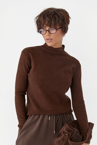 Базова трикотажна водолазка - коричневий цвет, ONE SIZE (є розміри)