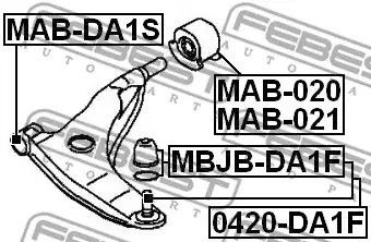 Опора кульова (передня/знизу) Mitsubishi Carisma 99-06, FEBEST (0420DA1F) | Зображення 3