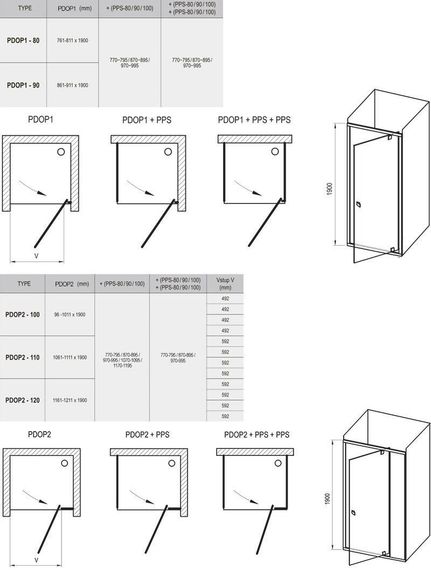 Душові двері Ravak Pivot PDOP 1- 90 Полір. алюм. Transparent | Зображення 7