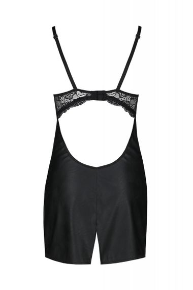 Пеньюар з екошкіри LOONA CHEMISE black S/M - Passion | Зображення 3