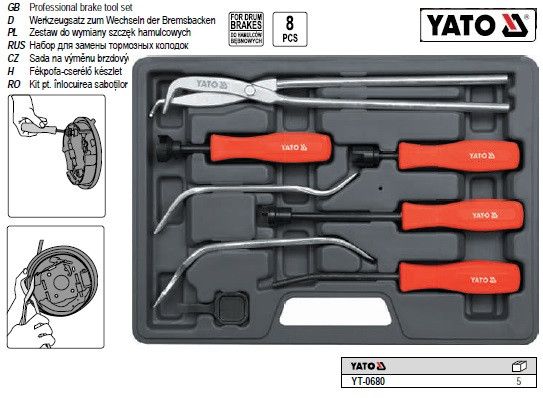 Набір набір інструменту для заміни гальмівних колодок 8 предм YATO-0680