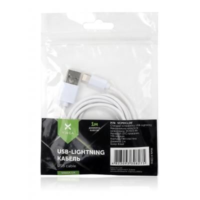 Дата кабель USB 2.0 AM to Lightning PVC 1m white Vinga (VCPDCL1W) | Зображення 3
