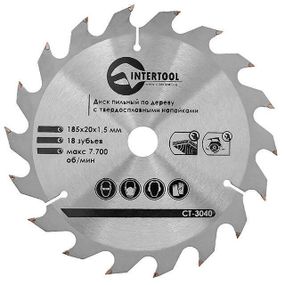 Диск пиляльний для дерева з твердосплавними напайками INTERTOOL CT-30401