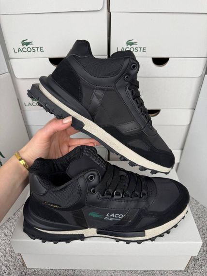 Зимние Мужские кроссовки New Lacoste Elite Active High Fur Black Beige (топ качество) A4868 46 29.5-30 см | Зображення 5