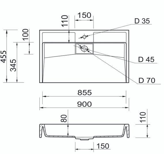 Раковина накладная Adamant VISION, прямоугольная (4824296204301) | Зображення 7