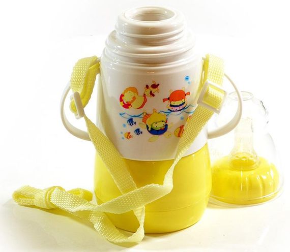 Пляшка дитяча для годування Fissman Babies "Кумедне купання" 150мл з ремінцем, жовта | Зображення 1
