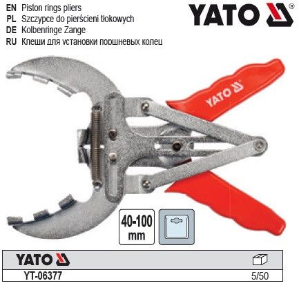 Клещи для снятия установки поршневых колец YATO Польша Ø=40-100 мм YT-06377 | Зображення 1