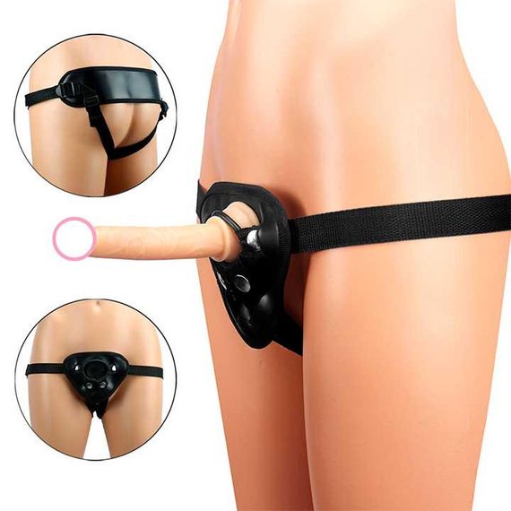 Набір: трусики для страпону, фалоїмітатор і кільця під різні фалоси тілесний