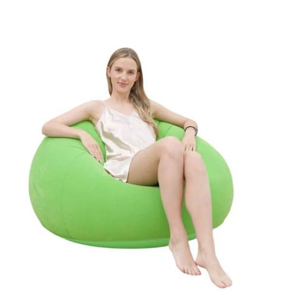 Крісло пуф надувне велюрове KR-1 Зелене