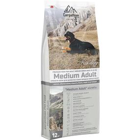 Carpathian Medium Adult Для дорослих собак середніх порід.З куркою 32% та палтусом 7%. 12 кг.