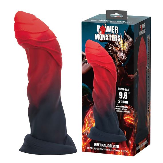 Фаллоимитатор силиконовый Power Monsters Infernal Goliath на присоске, красно-черный, 25 см Sex Aura | Зображення 1
