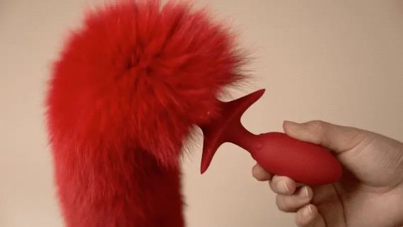 Анальна вібропробка з ротацією UPKO з натуральним лисячим хвостом і пультом, червоний, 6.6 х 3 см Sex Aura | Зображення 9
