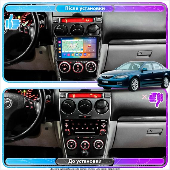 Штатная магнитола Lesko для Mazda 6 I (GG) Рестайлинг 2005-2008 IPS 9" 4/64Gb CarPlay 4G Wi-Fi GPS Prime | Зображення 2