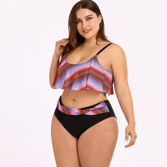 Роздільний купальник Plus Size знімними чашками та високими плавками
