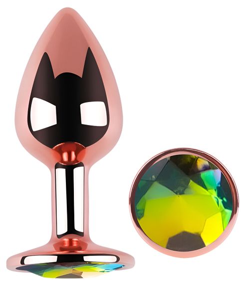 Анальна пробка з кристалом EGZO - Rose Gold Round Plug Rainbow size S Sex Aura | Зображення 1