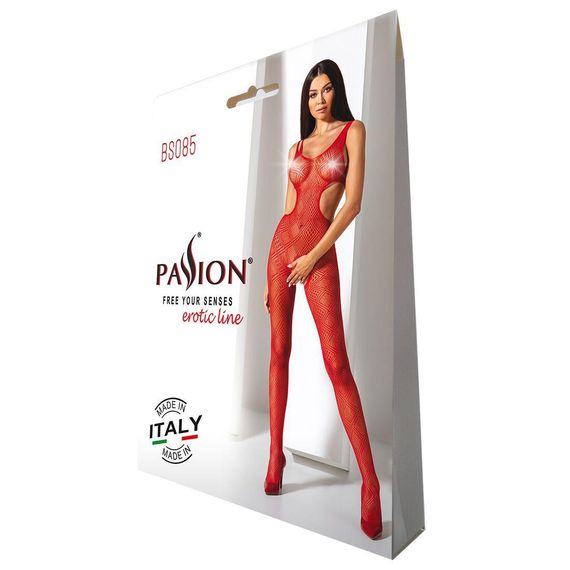Еротичний бодістокінг з малюнком Passion BS085 red, One size | Зображення 4
