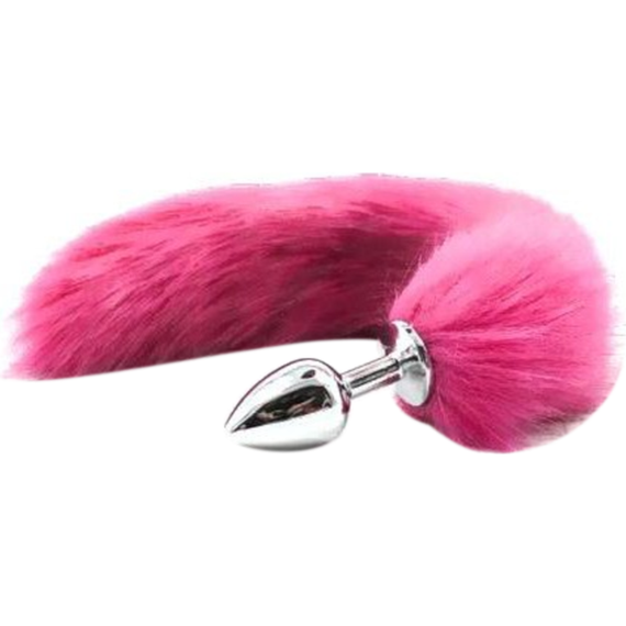 Анальна пробка S лисий хвіст DS Fetish Anal plug S faux fur fox tail Pink polyeste Sex Aura