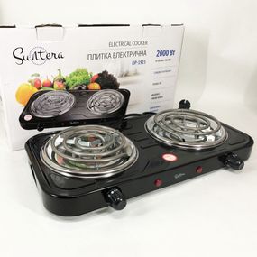 Плитка двоконфорочна електрична Suntera, Переносна компактна електроплита, Плита для любителів готувати SM-95