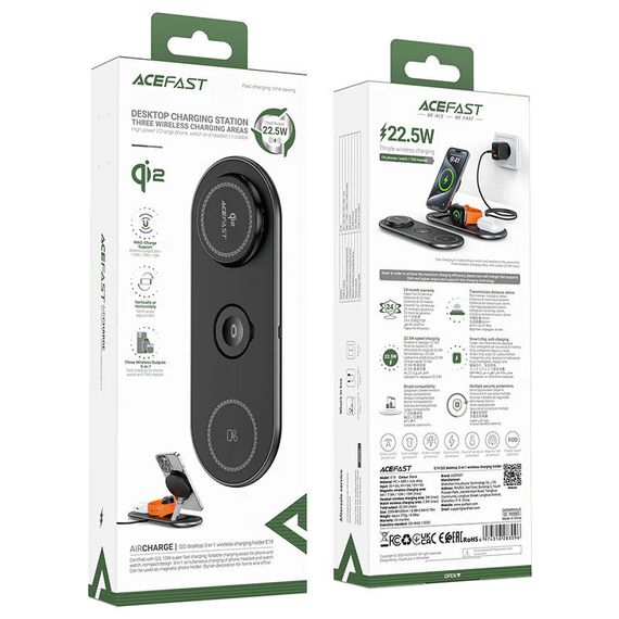 БЗП Acefast E19 Qi2 desktop 3-in-1 Black | Зображення 2
