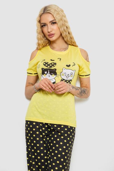 Піжама жіноча з принтом, колір жовтий, 243R2038-A | Зображення 1