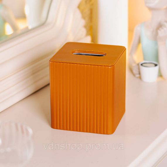 Серветниця з еко шкіри 13х13х14.5 см для кафе і ресторанів на стіл Коричнева HP-3-201BR | Зображення 5