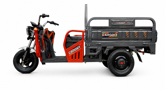 Електротрицикл Crosser CARGO 13 1000W 60 V 45 Ah, вантажний електроскутер самоскид до 400 кг Сірий | Зображення 1
