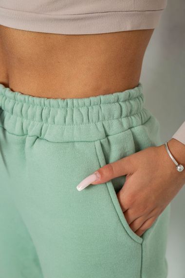 Спортивные штаны женские на флисе, цвет светло-мятный, 238R57011 | Зображення 4