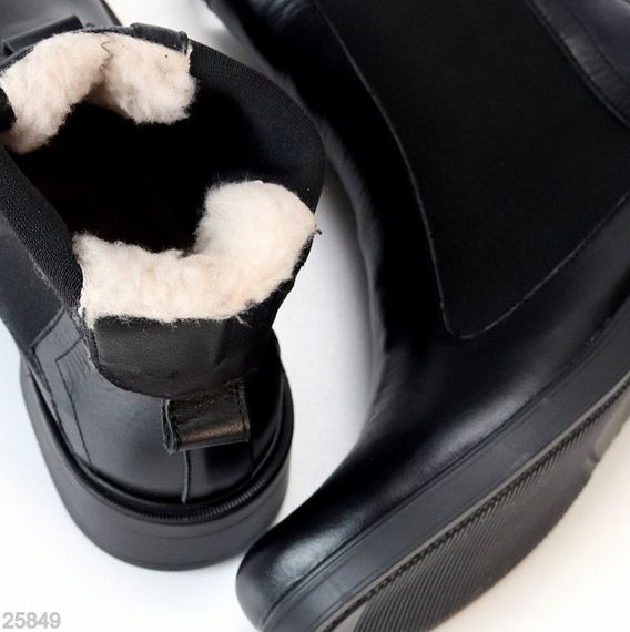 Повсякденні чорні шкіряні черевики челсі низький хід зима 2026 | Зображення 2