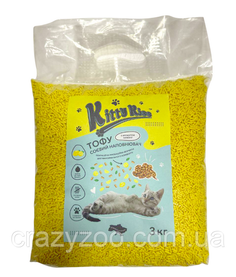 Наповнювач для котячого туалету Kitty Kiss Tofu соєвий тофу з ароматом лимона 3 кг KK8243