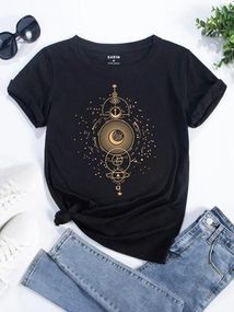 Футболка женская с принтом повседневная S Черная