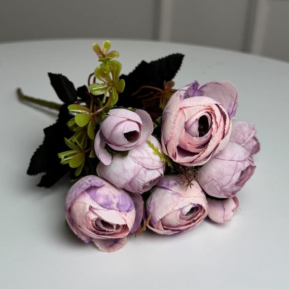 Букет Ранункулюсів штучний, 30 см, 5 стебел, 8 квіток/мікс (2 букети в уп.). Колір: рожевий JS-32