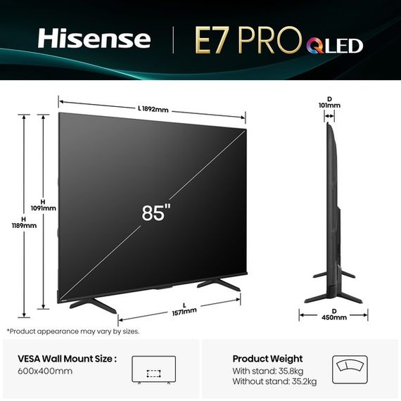 LED-телевізор Hisense 85E7Q PRO | Зображення 2