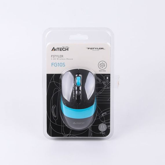 Миша бездротова A4Tech Fstyler FG10S (Blue), безшумна, USB, колір чорний+блакитний | Зображення 5