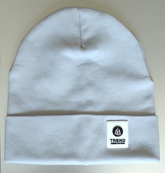 Шапка дитяча 5-12 років 52-54см подвійна с емблемой сіра Trend з відворотом весна/осінь бавовна