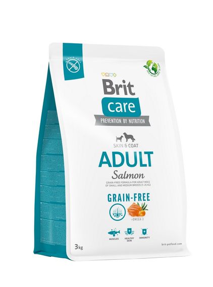 Корм Brit Care Grain Free Adult Salmon сухий беззерновий для дорослих собак малих і середніх порід 3 кг