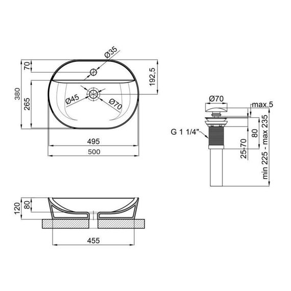 Комплект Qtap Scorpio: Раковина накладна овальна 500x380x120 мм White + Донний клапан PU02 | Зображення 1