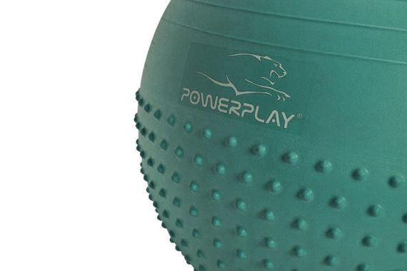 М'яч для фітнесу (фітбол) напівмасажний PowerPlay 4003 Ø65 cm Gymball  Зелений + помпа | Зображення 1
