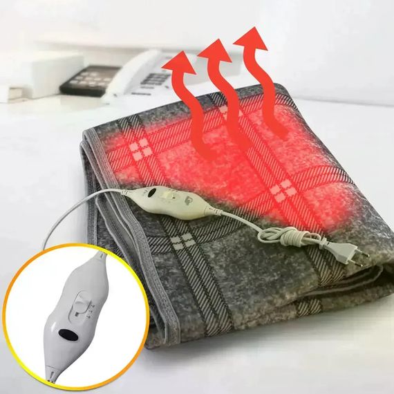 Электропростынь Electric Blanket 150×120 см с подогревом, серая клетчатая | Зображення 4