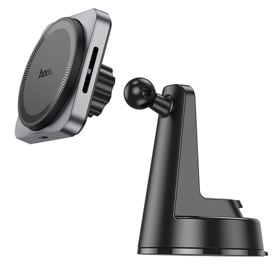 Магнітний тримач для телефону в машину на панель з безпровідною зарядкою MagSafe HOCO HW16 Сірий | Зображення 2