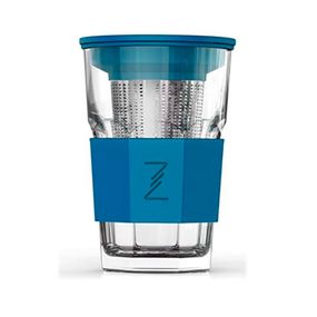 Стакан заварник ZestGlass 415мл с металлическим ситечком и силиконовой защитой синий