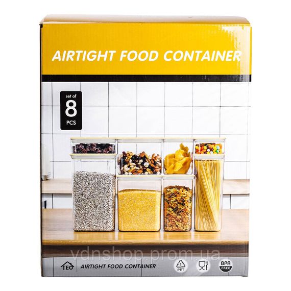 Набор банок для сыпучих продуктов 8 штук емкости с бамбуковой крышкой HP-1303 | Зображення 6