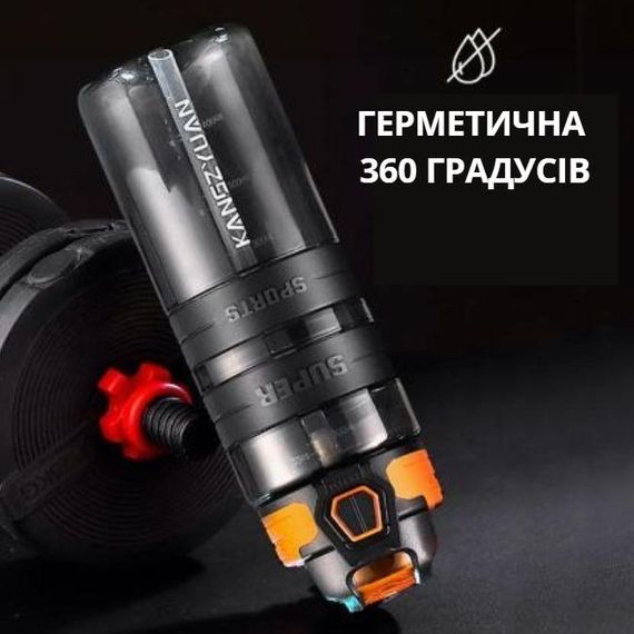 Спортивная бутылка KANGZYUAN 700 мл - Черная Tritan BPA-free, ударопрочная эко-бутылка с антискользящим грипом | Зображення 1