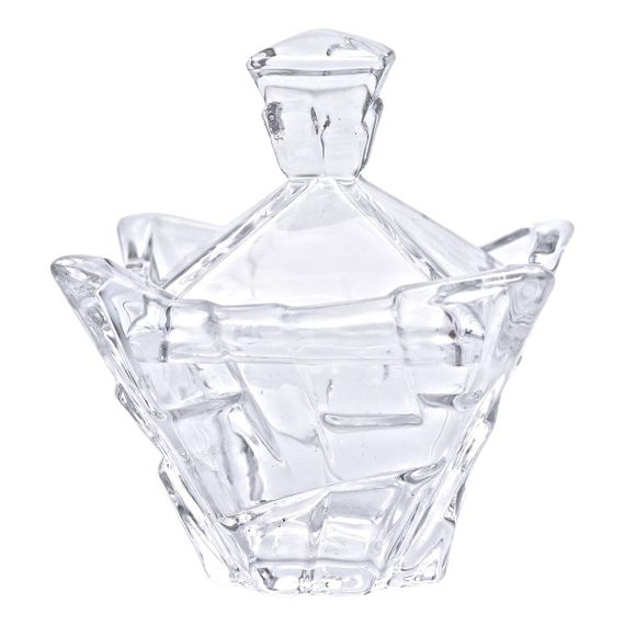 Цукорниця з кришкою 10×10×12 см ваза цукорниця квадратна скляна HP-4-118 | Зображення 2