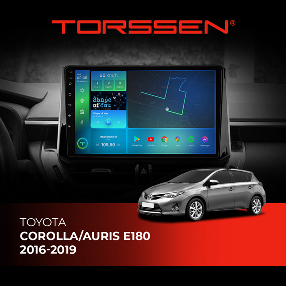 Штатна магнітола Torssen Toyota Corolla / Auris E180  2016-2019 FL9 4+64Gb 4G Carplay DSP