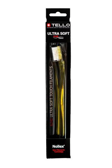 Зубна щітка Tello 6240 Ultra Soft Black, d 0.10 mm, жовта