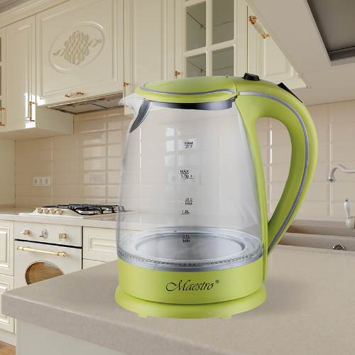 Електрочайник 1,7л 1850-2200W скло (диск) зелений MR-064-GREEN Maestro | Зображення 4