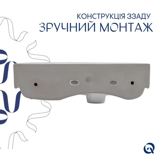 Раковина підвісна Qtap Tern 450х250х158 мм, White, права, прямокутна, без донного клапана QT1711H02LW | Зображення 3