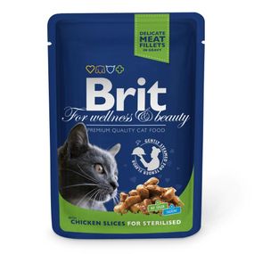 Корм Brit Premium Chicken Sterilised вологий з куркою у соусі для стерилізованих котів 100 гр