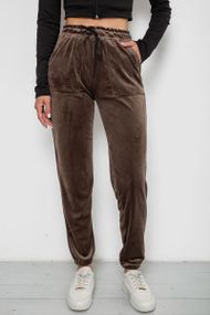Штаны женские велюровые, цвет коричневый, 238R58168